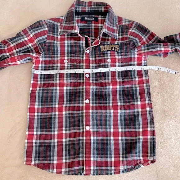 Roots Canada Plaid Button-Up Boys Shirt - Size 5/6Y - Picture 10 of 13